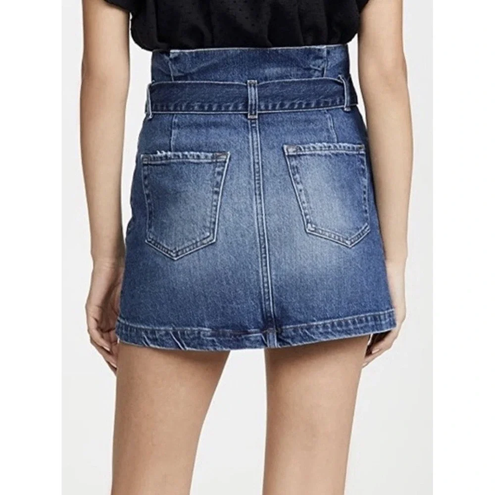 Frame Women's 26 Denim‎ Belted Mini Skirt Pleated Myrtle Paperbag Waist Y2K Chic